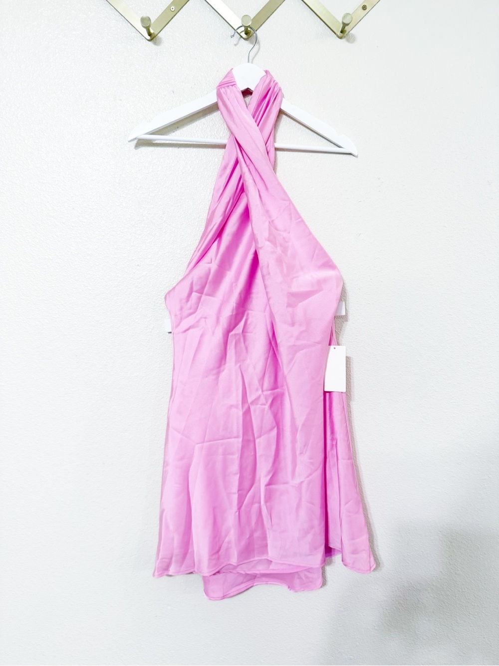 Show Me Your Mumu Jasmine Halter Mini Dress in Pink Luxe Satin Size Large $148 - Picture 5 of 11